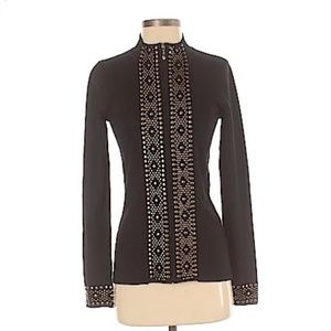 Black light jacket with gold embellishments